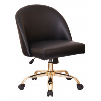 OSP Home Furnishings FL3224G-U6 Mid Back Office Chair in Black PU with Gold Finish Base